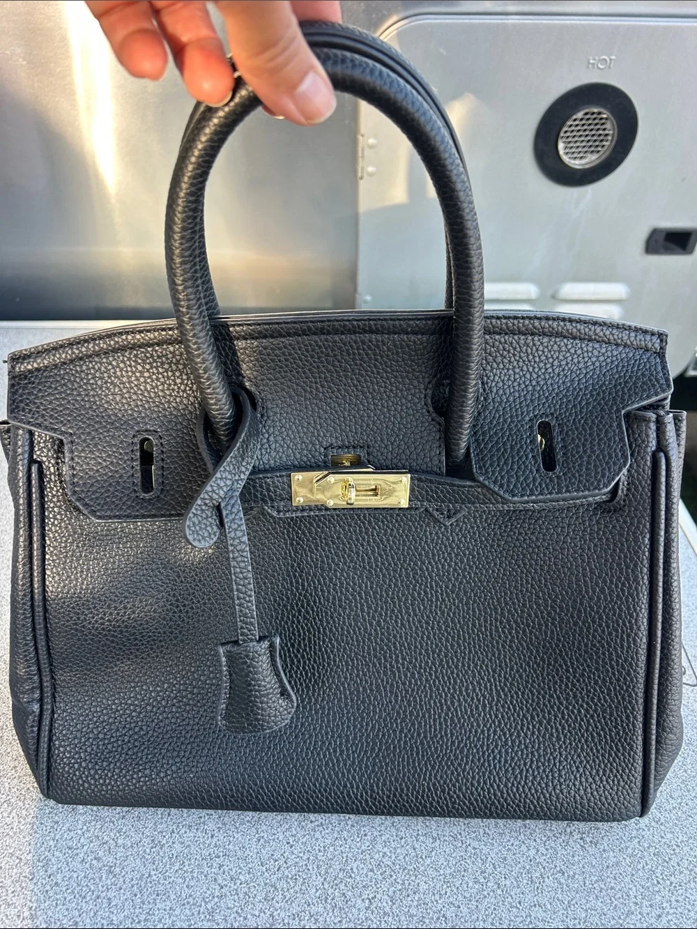 Classic Black Leather Satchel Handbag - Designer Style